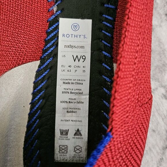 Rothy’s The Point Ballet Flats Women 9 Chili Red Slip-On Casual Textile Washable - Picture 2 of 7